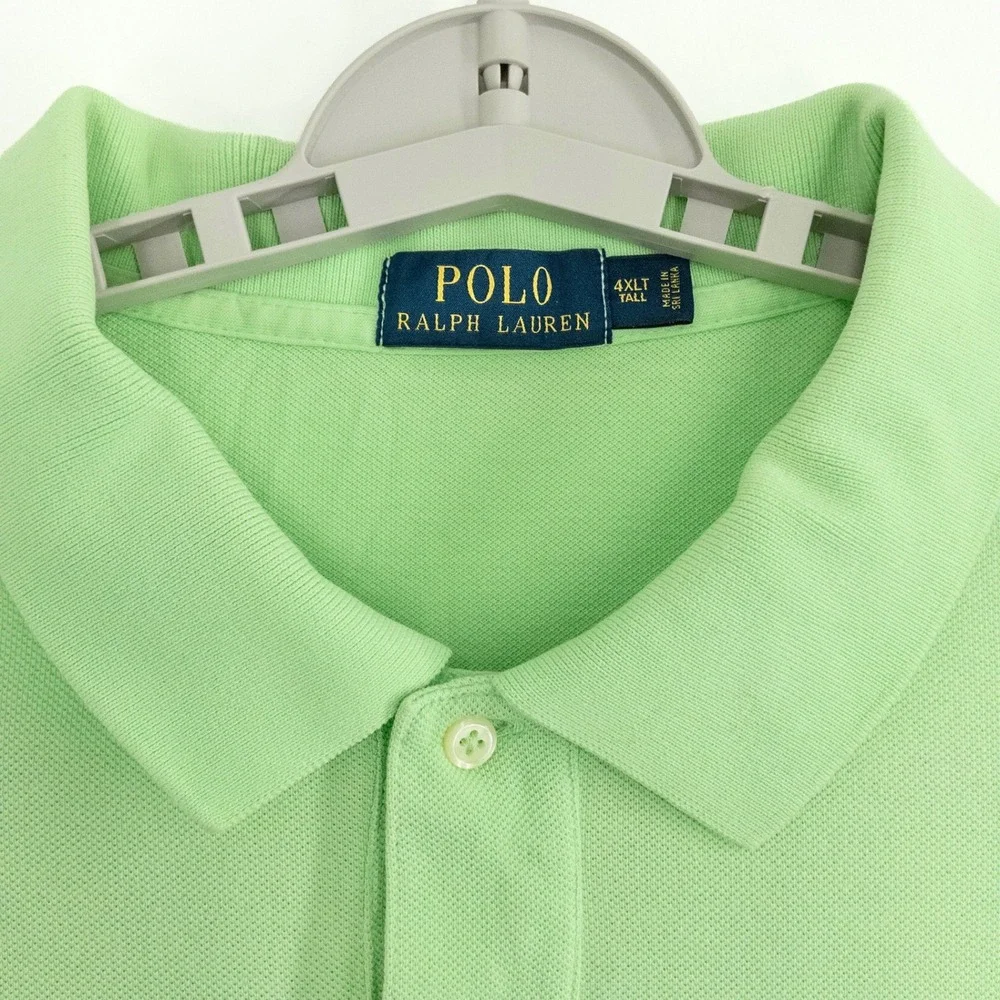 Polo Ralph Lauren Mens 4XLT Tall Lime Green Short Sleeve Pique Polo Shirt Purple